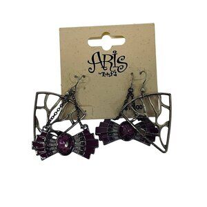 Sears Aris by Treska Womens Dangling Earrings Silver & Purple‎ 2 x 11/2"